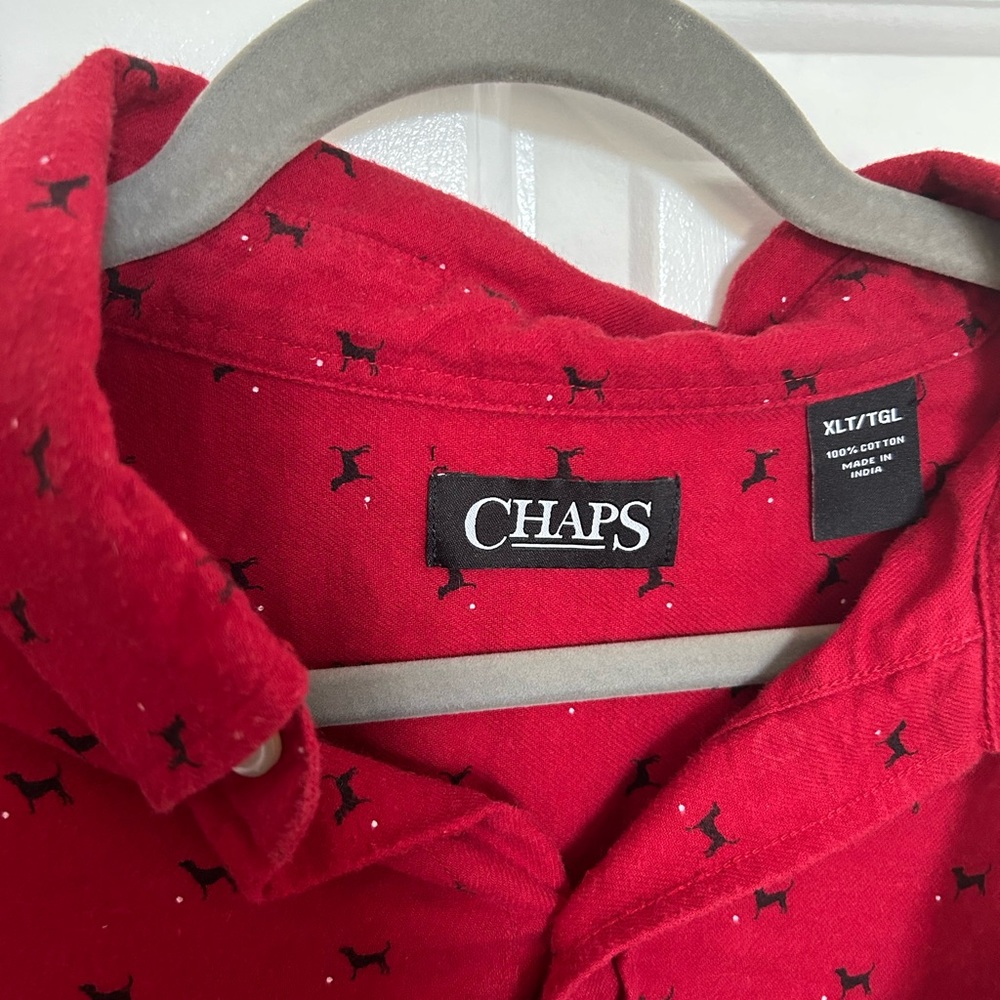 Chaps Reg Dog Print Flannel Button Down - Picture 3 of 4